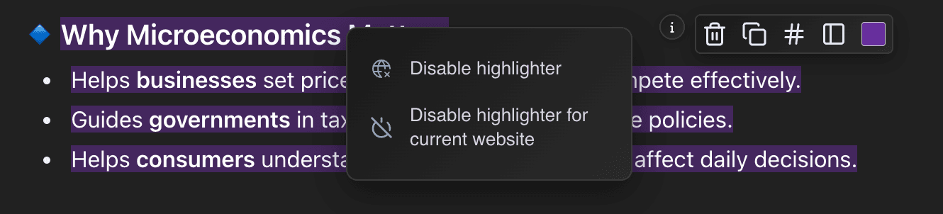 Web highlighter options - Manage and organize your online notes and highlights